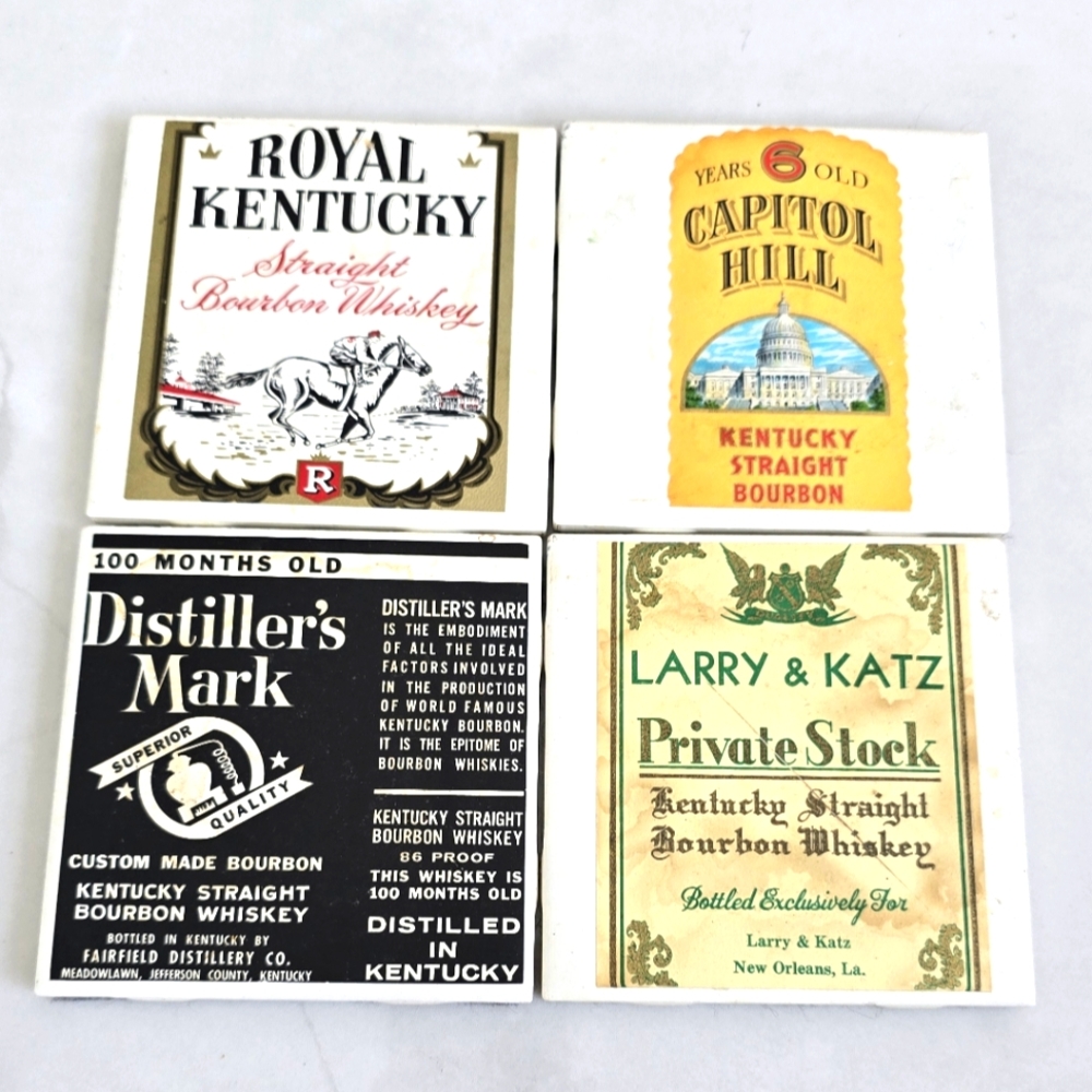 Vintage Kentucky Bourbon Coasters - Set Of Four